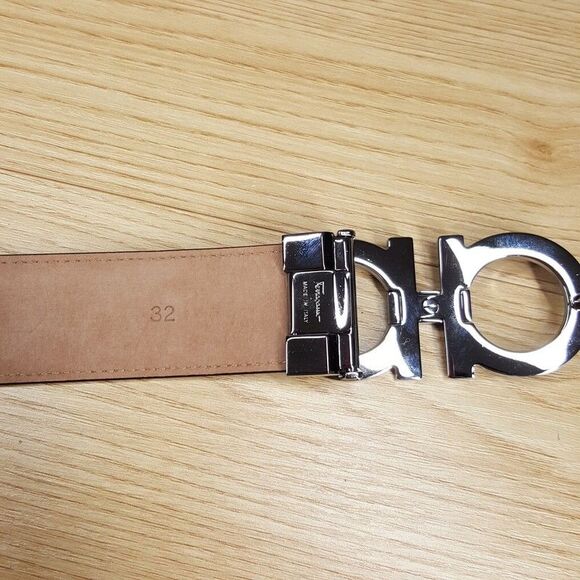 Salvatore Ferragamo Sz 32 Black Double Gancini Adjustable Leather Belt $575 - Picture 3 of 6
